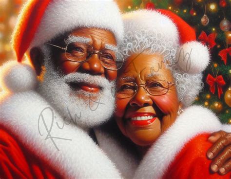 Santa Merry Christmas PNG, Santa Png, Black Santa and Mrs Claus