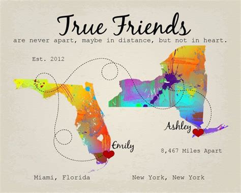 Best Friend Map Personalized Long Distance By Solestudio On Etsy Best