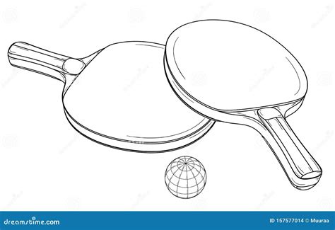 Two Table Tennis Or Ping Pong Rackets And Ball Stock Vector