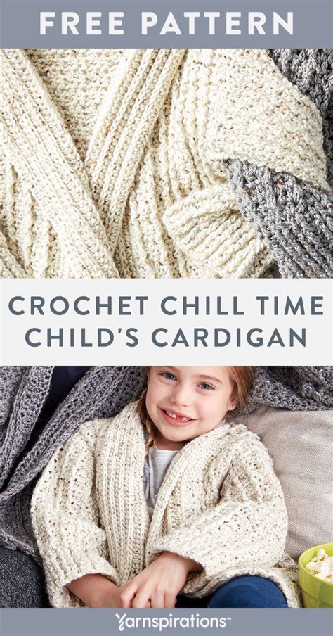 Free Crochet Chill Time Childs Cardigan Pattern Using Caron Simply