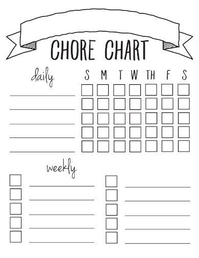Blank Printable Monthly Chore Chart Template