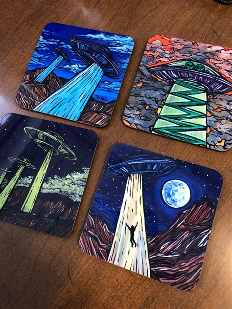 Set Of 4 Fantasy Sci Fi Coasters By Tracy Levesque