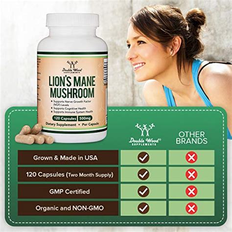 lions mane mushroom supplement capsules two month supply 120 count vegan supplement