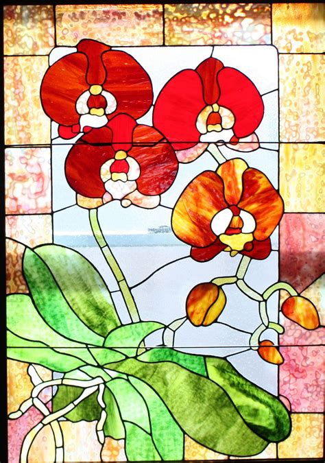 Orchids In Stained Glass Orchids Stained Glass Glass Art Botanical Flowers Picture