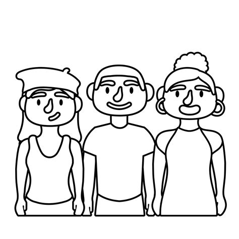 Young People Avatars Characters Line Style Icon 2603911 Vector Art At