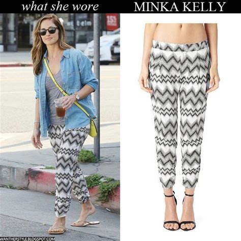 Minka Kelly In White And Black Zigzag Print Devlin Pants By Parker Want