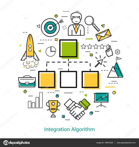 Line Art Concept Integration Algorithm Stock Vector Image By