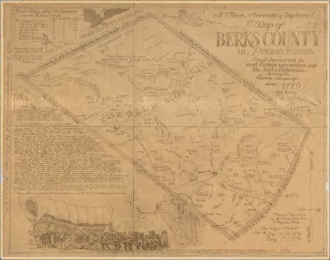 Rare Pictorial Map Of Berks County Pennsylvania Drawn By Jr Rowe