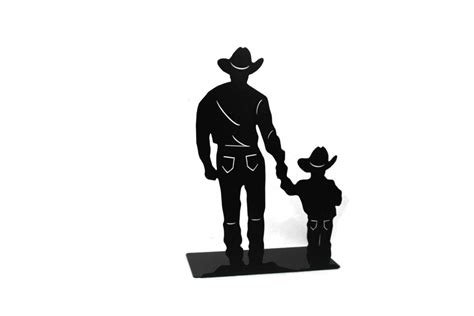 Cowboy And Son Cowboy Silhouette Free Standing Metal Cowboy Cowboys