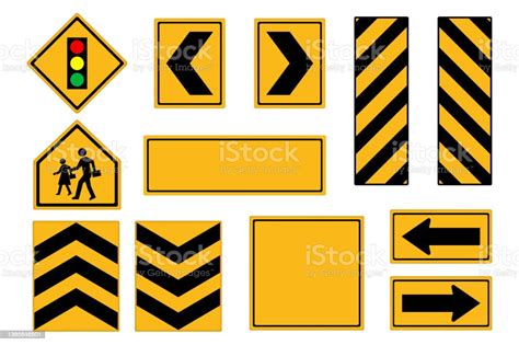 Set Of Road Signs Traffic Signs On White Background Stock Illustration