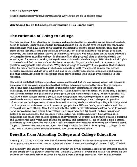 📗 Why Should We Go To College Essay Example At No Charge