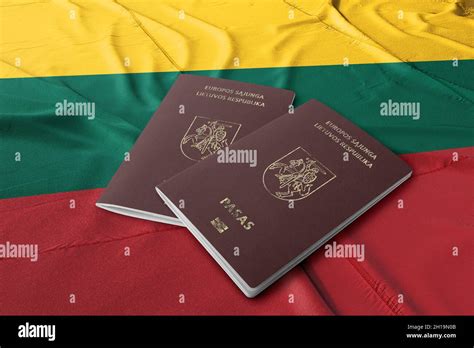 Lithuanian Passport On Its Flag Top Shot The Passport Is The