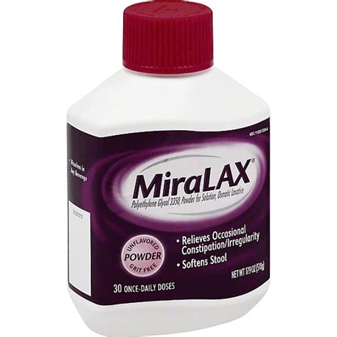 Miralax Laxative Osmotic Powder Unflavored Laxatives Reasors