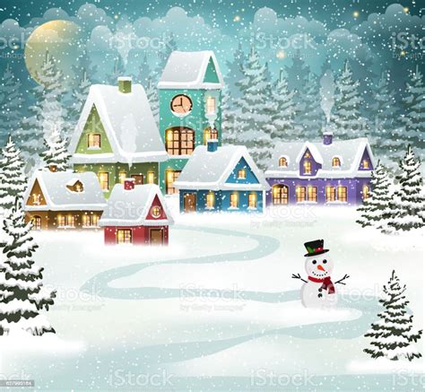 Winter Village Stock Illustration Download Image Now Christmas
