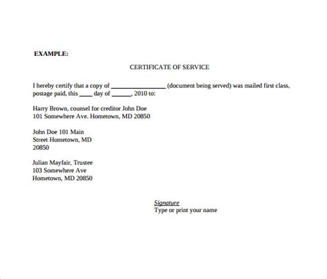 10 Certificate Of Service Templates To Download For Free Sample Templates