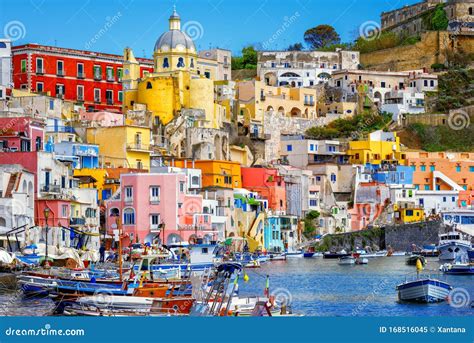 Old Town Port Of Procida Island Naples Italy Stock Image Image Of