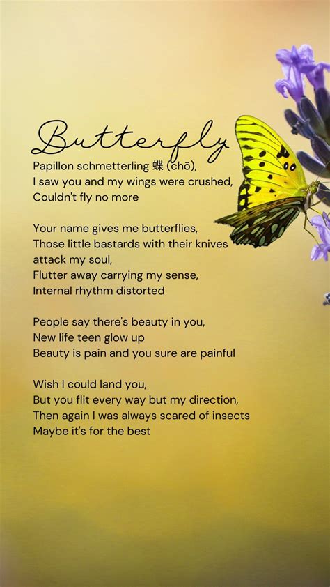 Butterfly On Flowerthe Poem Goes Papillon Schmetterling Chō I Saw You