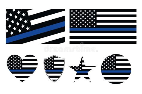 Thin Blue Line Flag Simple Icon Set Flat Style Element For Graphic