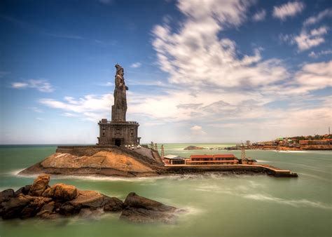 The statue has a height of 95 feet (29 m) and stands upon a 38 foot (11.5 m) pedestal that represents the 38 chapters of virtue in the thirukkural. Tamilnadu Tourism: Thiruvalluvar Statue, Kanyakumari