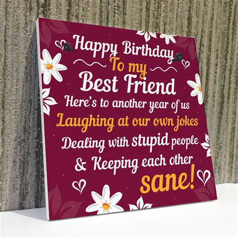 Happy Birthday Card Best Friend Birthday T Friendship Plaque Funny