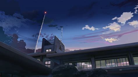 Night Buildings Makoto Shinkai 5 Centimeters Per Second Anime Contrails