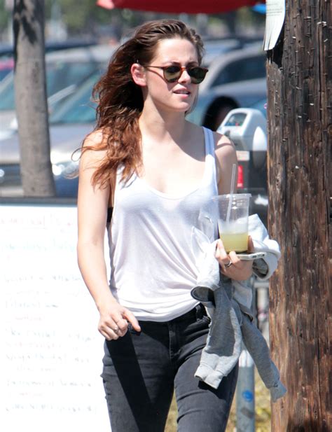Kristen Stewart Flashes Bra Through See Through Shirt Photo