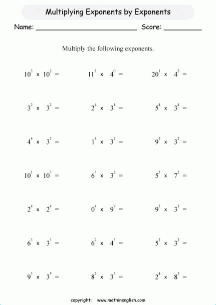 15 Multiplying Exponents Worksheet ~ Motorolai425softwareun39110