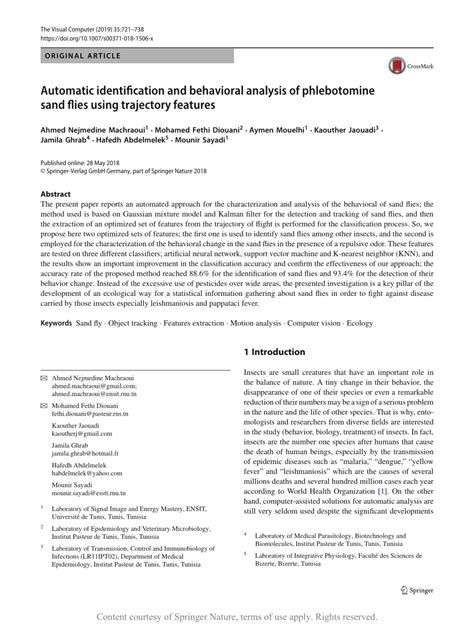 Automatic Identification And Behavioral Analysis Of Phlebotomine Sand Flies Using Trajectory