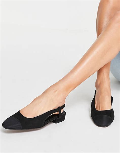 Asos Design Lively Slingback Ballet Flats In Black Asos