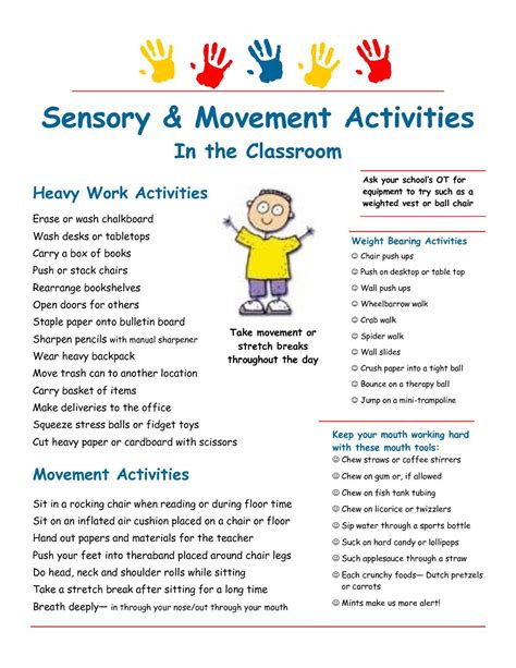 Sensory Activities Occupational Therapy Activities Sensory Diet