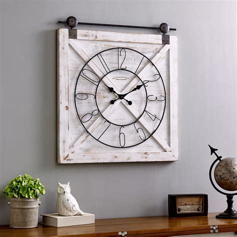 Firstime And Co® Farmstead Barn Door Wall Clock Weathered White 29 In