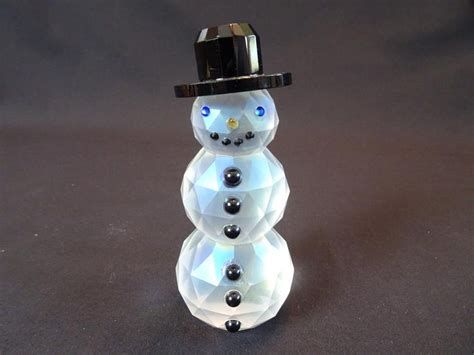 Simon Designs Frosted Crystal Snowman Figurine Vintage Winter Etsy