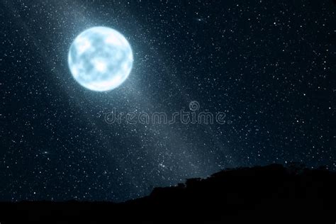 Bright Moonlight With Many Stars On The Sky Stock Image Image Of