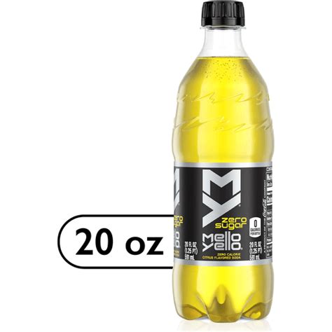 Mello Yello Zero Sugar Citrus Flavored Soda Soft Drink 20 Fl Oz Soda