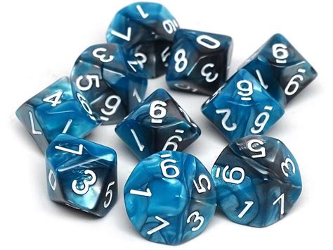 D10 Pack Ten Count Pack Of Teal And Grey Granite 10 Sided Dice Easy
