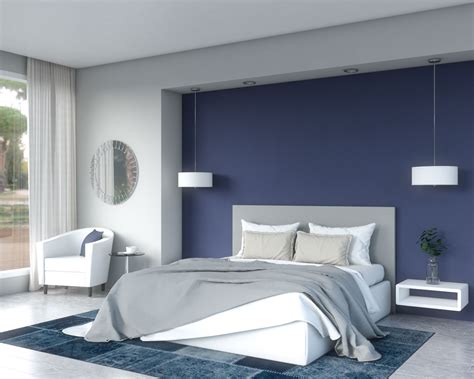 Dark Blue Feature Wall Bedroom Ideas