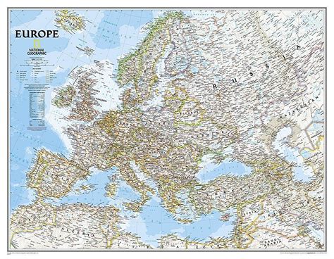 Europe Classic Enlarged And Sleeved By National Geographic Maps In