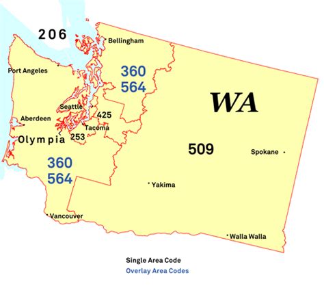 Area Codes Washington Map