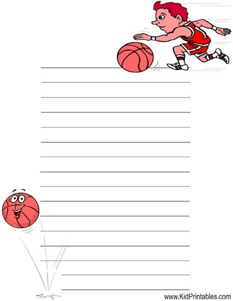 Kid Printables Printable Basketball Stationery