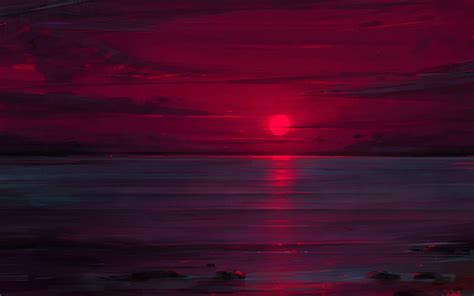 3840x2400 Sunset Neon Ocean 4k Hd 4k Wallpapers Images Backgrounds