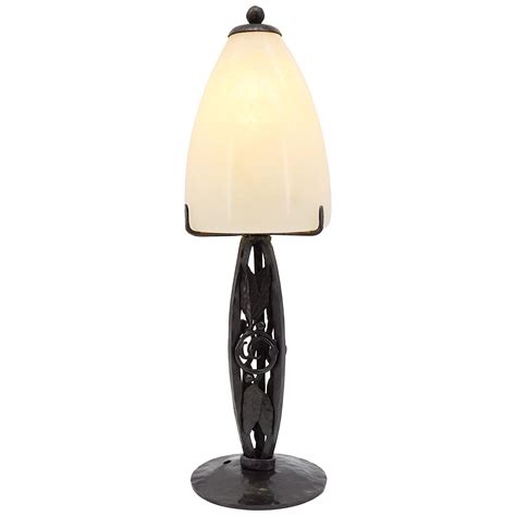 Pair French Art Deconouveau Tabledesk Lamps Alabaster Shades At 1stdibs