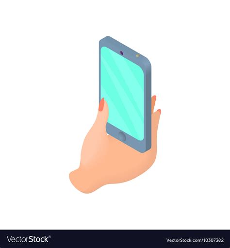 Female Hand Holding Cell Phone Icon Cartoon Style Vector Image