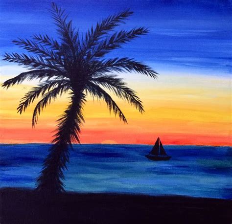Easy Beach Sunset Paintings Painting Of Sunset Beach