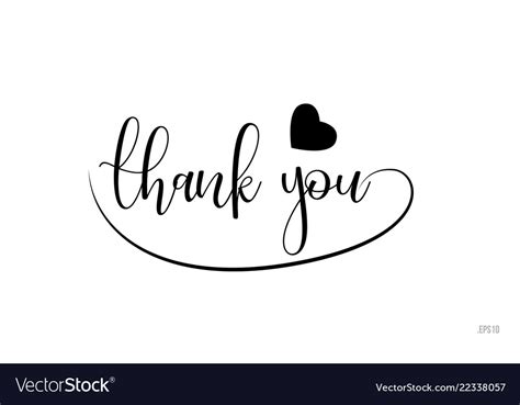 Thank You Typography Text With Love Heart Vector Image