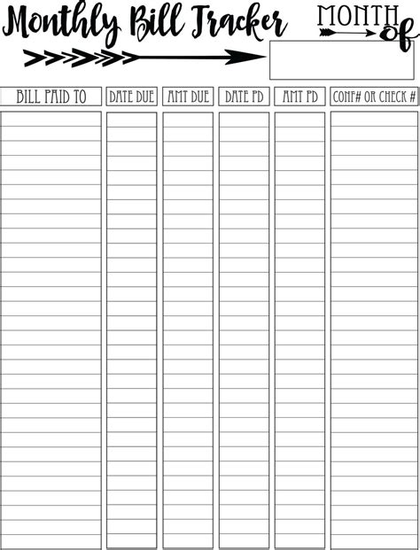 Pdf Free Printable Monthly Bill Organizer Sheets