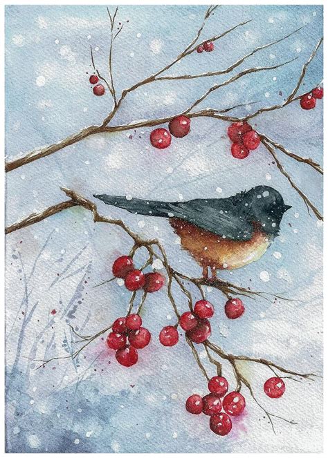 Winter Berries By Teatimetomorrow On DeviantArt Winter Watercolor