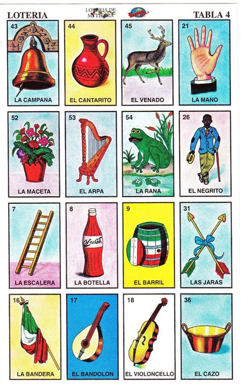 Mexican Loteria Cards The Complete Set Of 10 Tablas Printable Digital