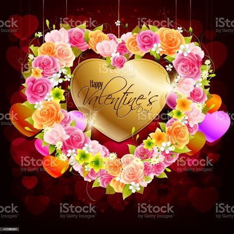 Elegant Valentine Background With Floral Heart Stock Illustration