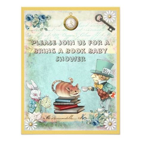 Al3 from blue bunny printables Mad Hatter & Cat Bring a Book Baby Shower Invitation ...