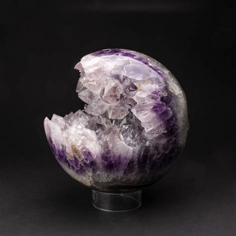 Polished Amethyst Geode Agate Sphere Acrylic Display Stand 26 Lb